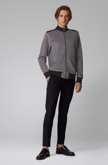 Bluza BOSS Zip Through Knitted Czarne Męskie (Pl35103)